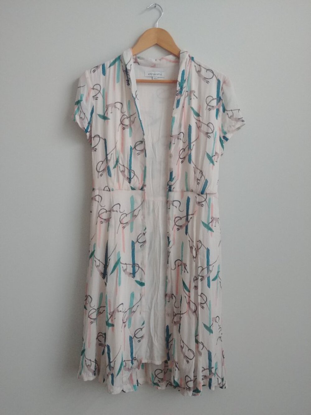 Emily and Fin swinging monkeys button down dress Small